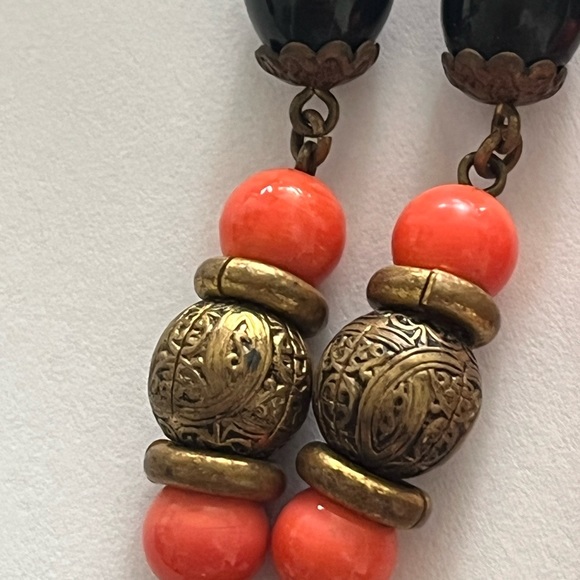 Vintage Neiger Brothers Art Deco Coral Czech Glass Necklace - Picture 7 of 11